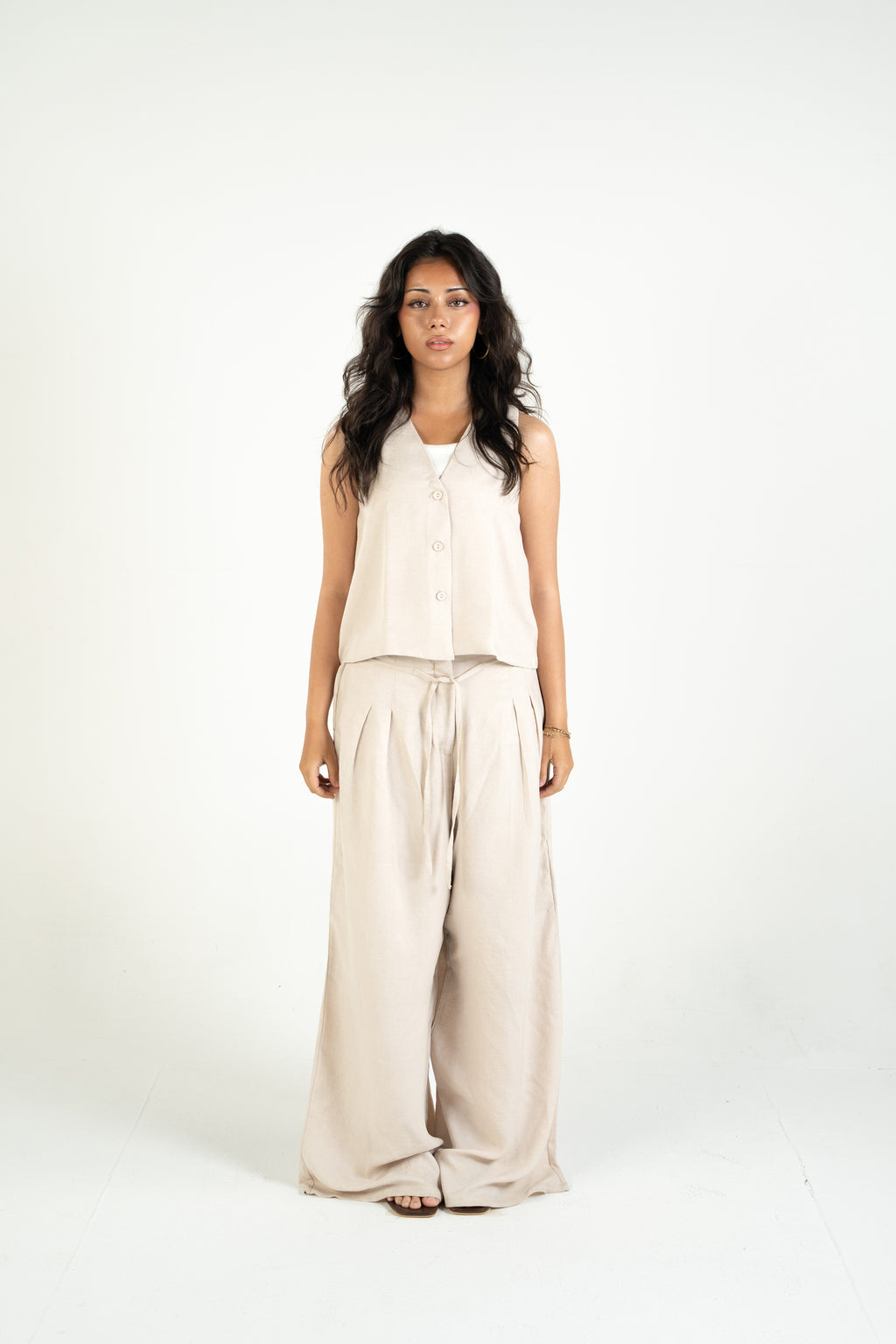 Relaxed Linen Pants - Beige