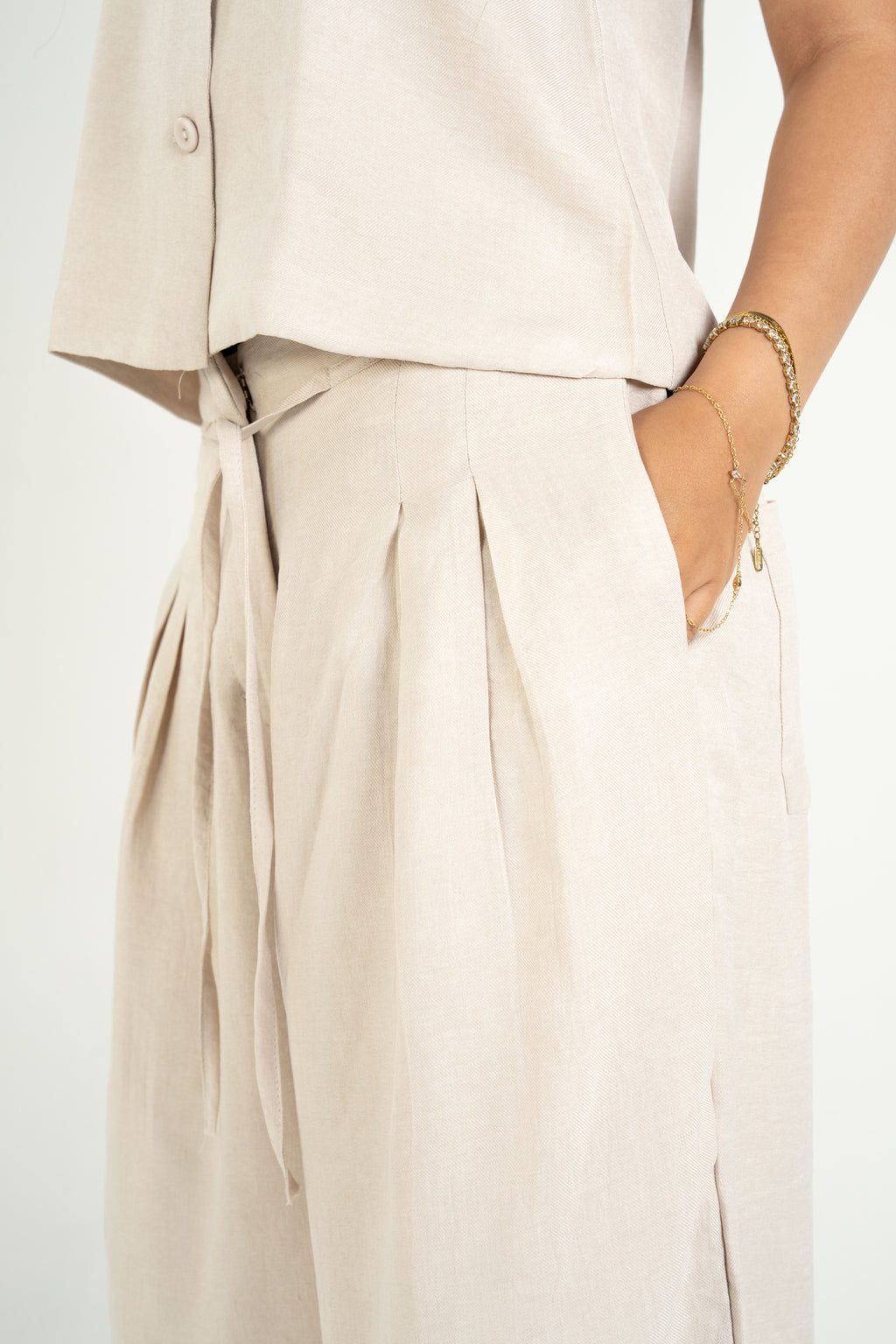 Relaxed Linen Pants - Beige