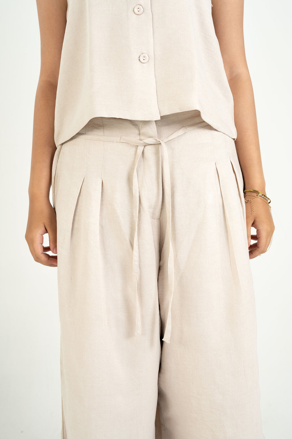 Relaxed Linen Pants - Beige
