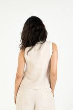 Relaxed Linen Vest - Beige