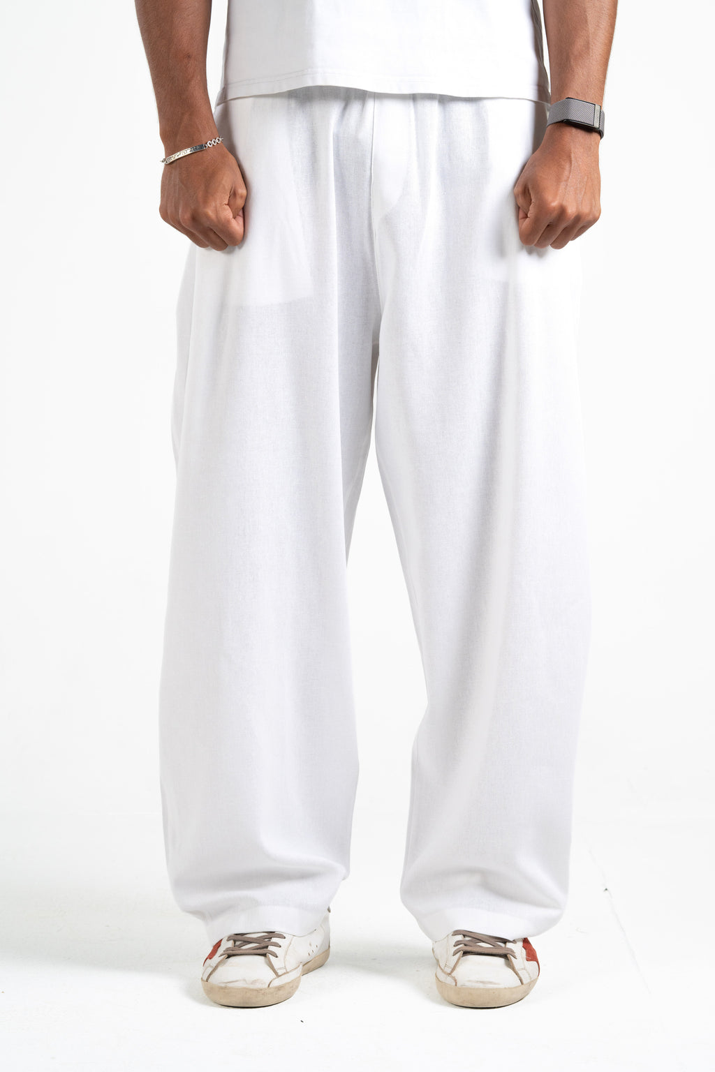 Pleated Linen Pants - White