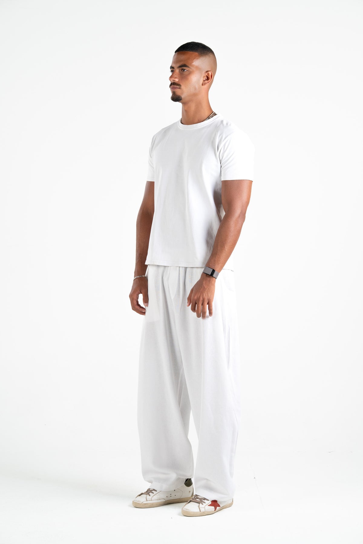 Pleated Linen Pants - White