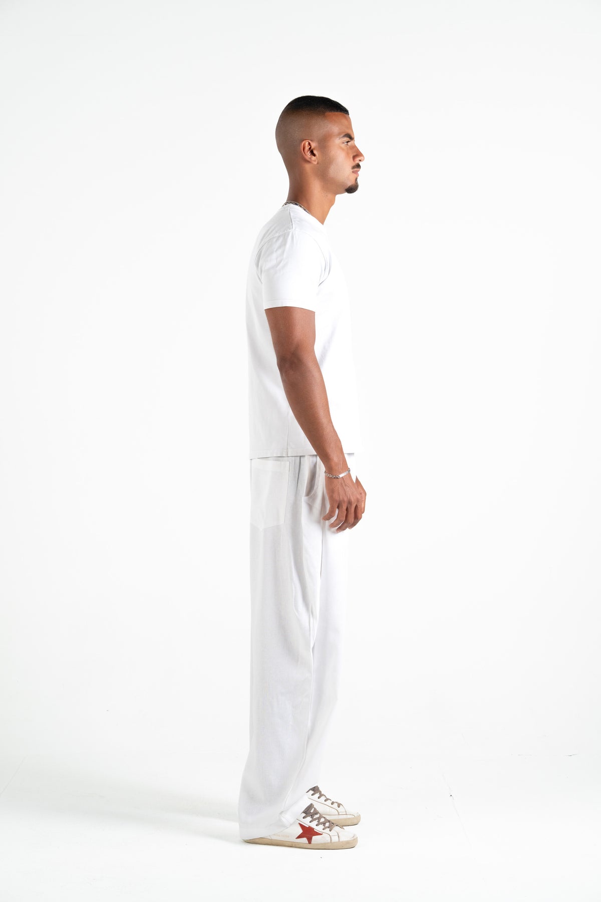 Pleated Linen Pants - White
