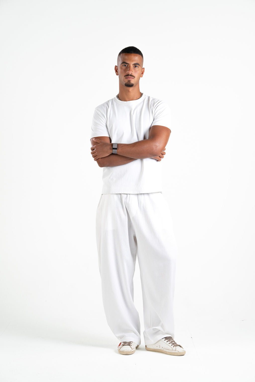 Pleated Linen Pants - White