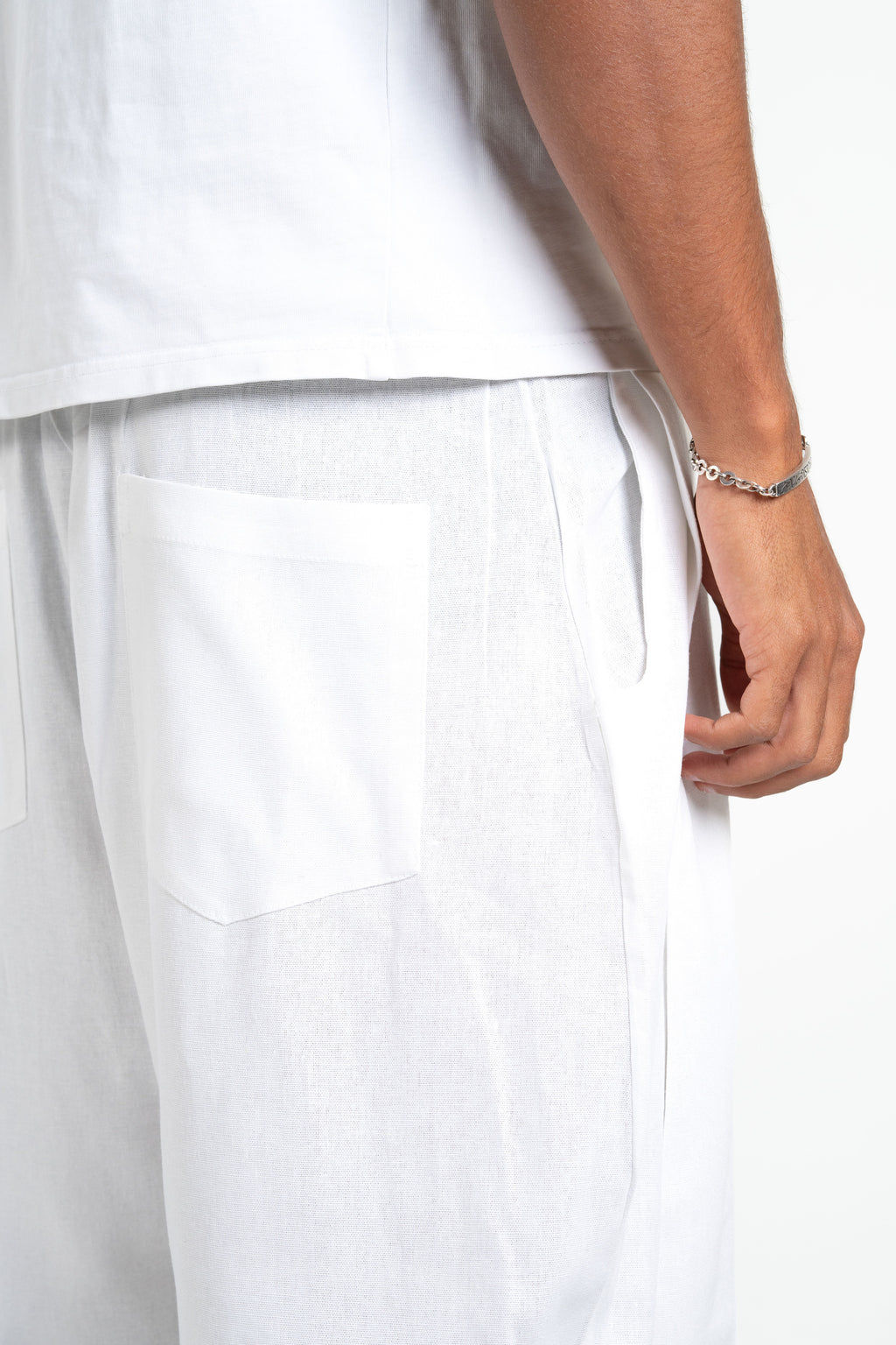 Pleated Linen Pants - White