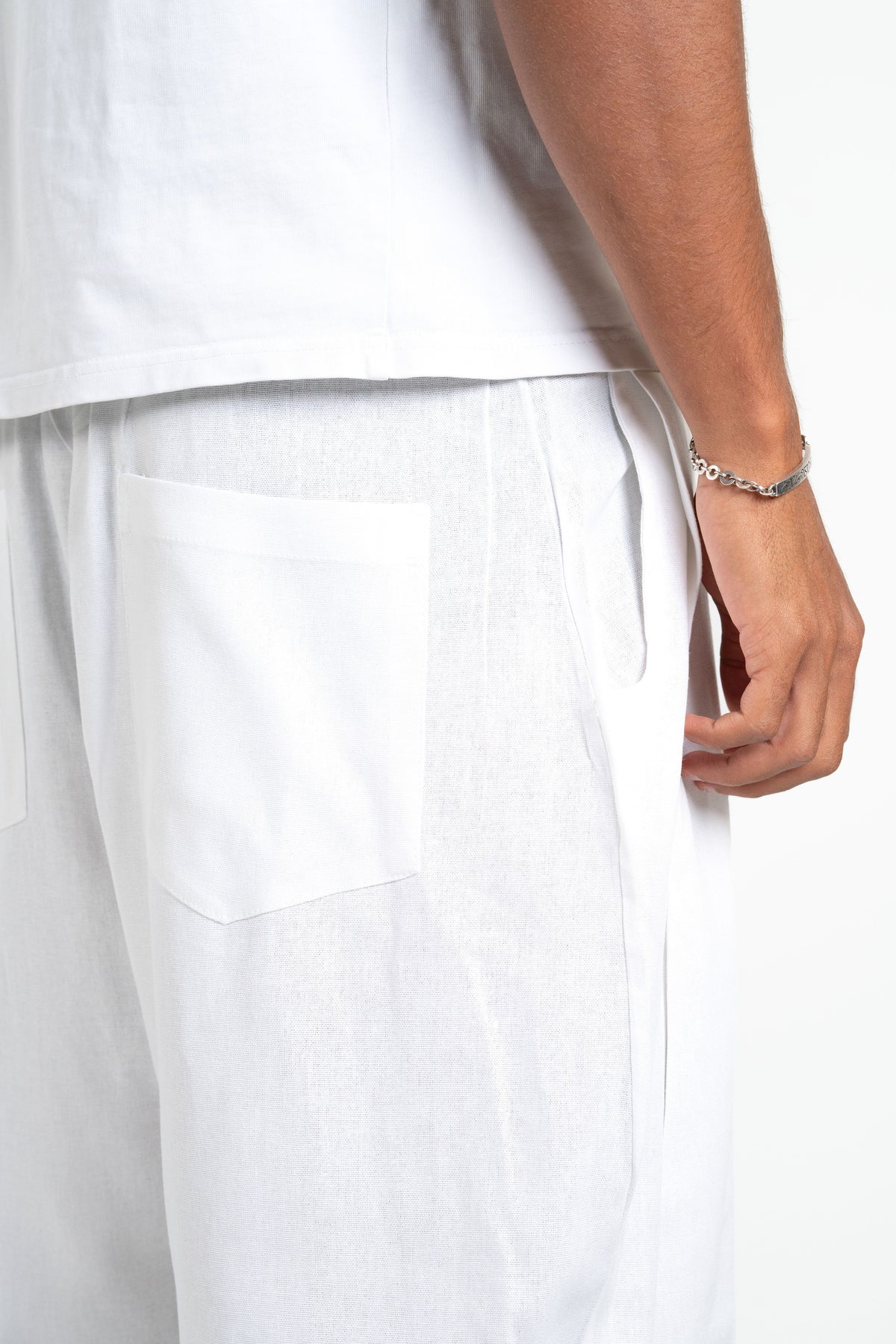 Pleated Linen Pants - White