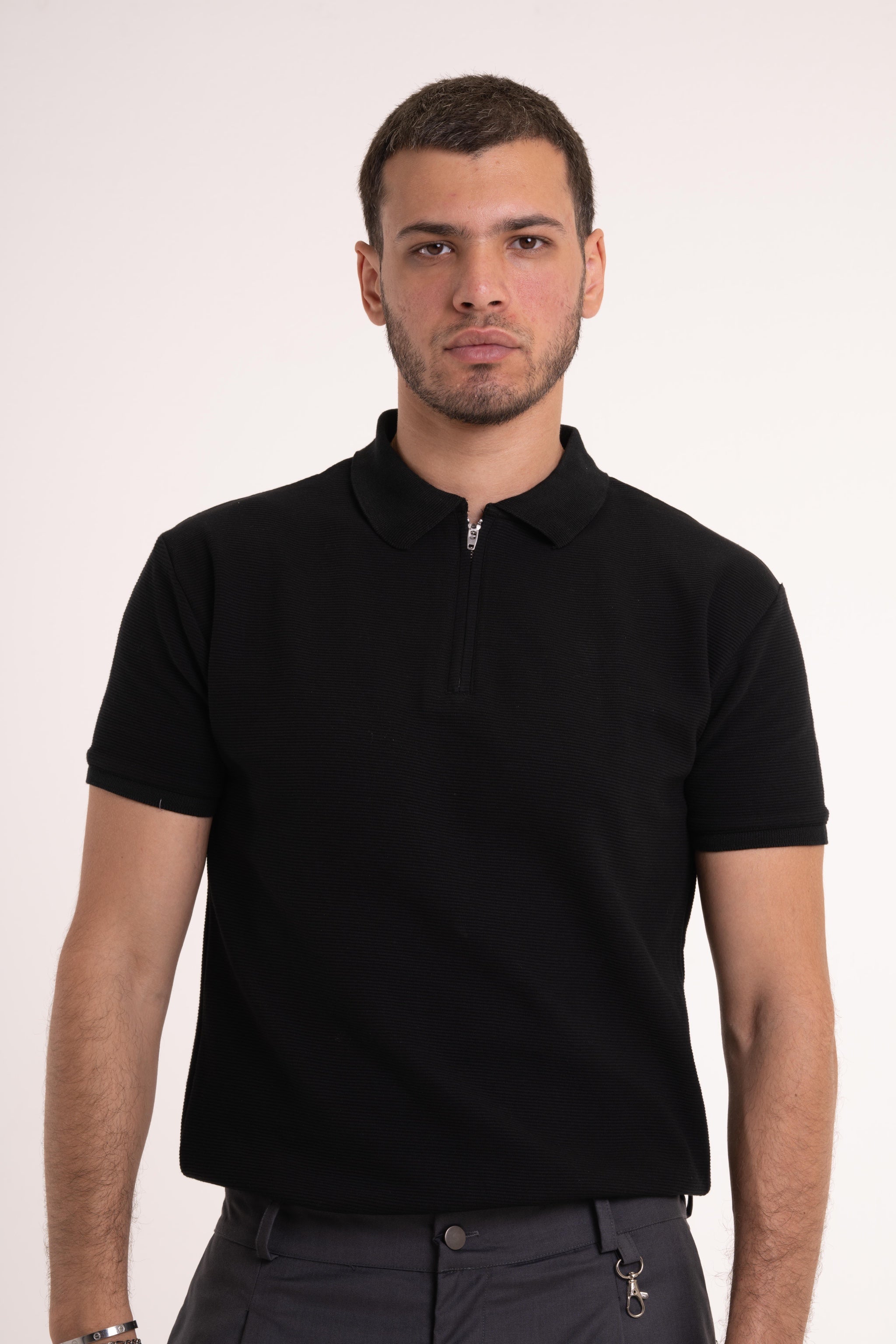 Black Quarter Zip Polo