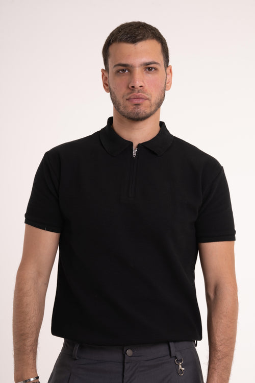 Black Quarter Zip Polo