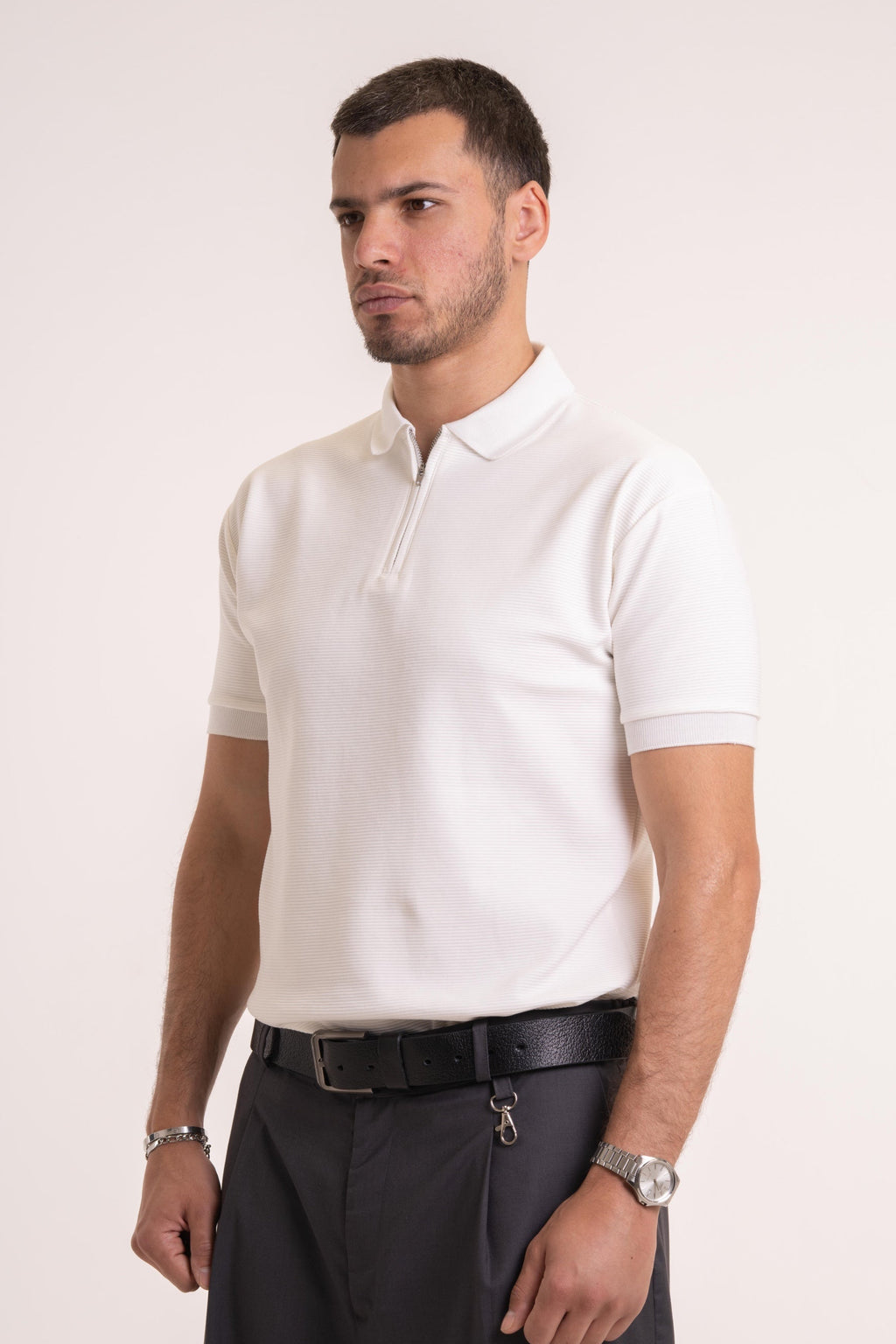 White Quarter Zip Polo