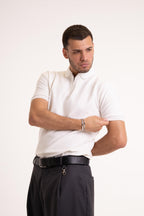 White Quarter Zip Polo