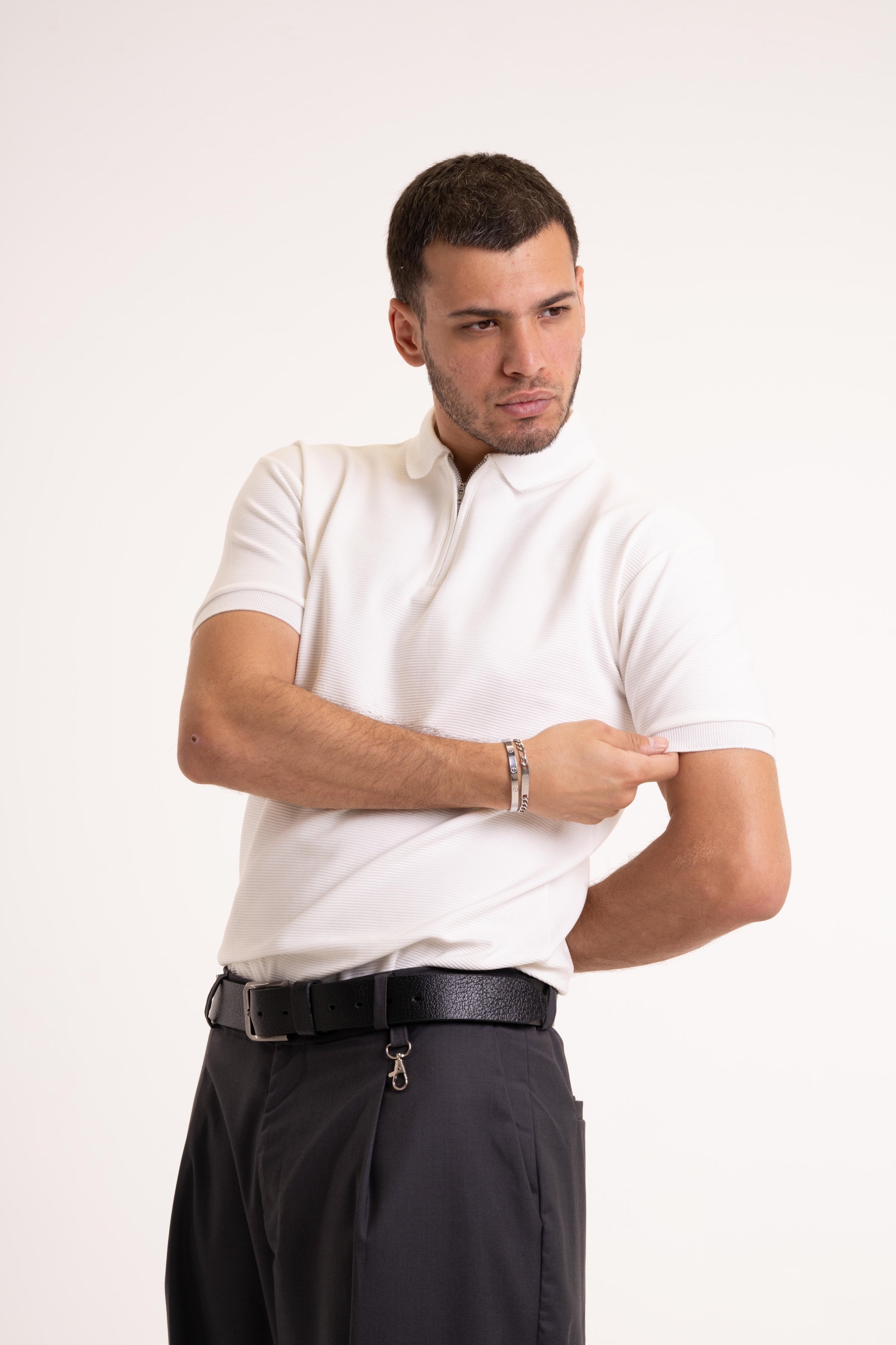 White Quarter Zip Polo
