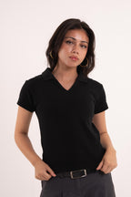 Black women's polo shirt