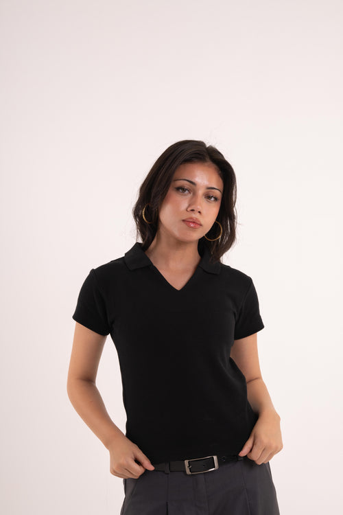 Black women's polo shirt